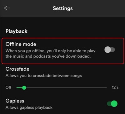 Disable the Spotify Offline Mode