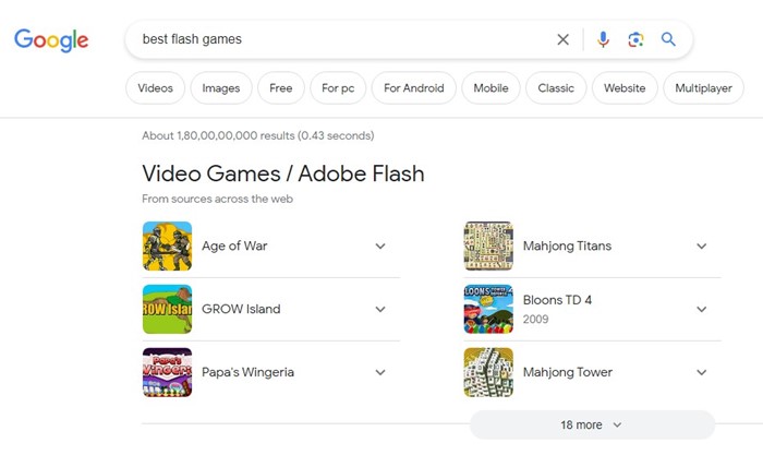 Tìm trang web cung cấp Game Flash