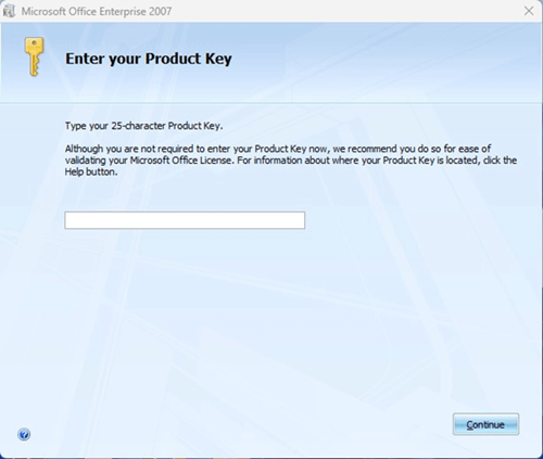 enter the product key