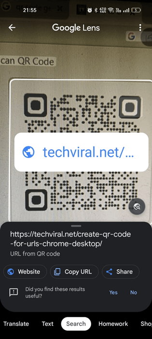 Google Lens akan otomatis mendeteksi Kode QR