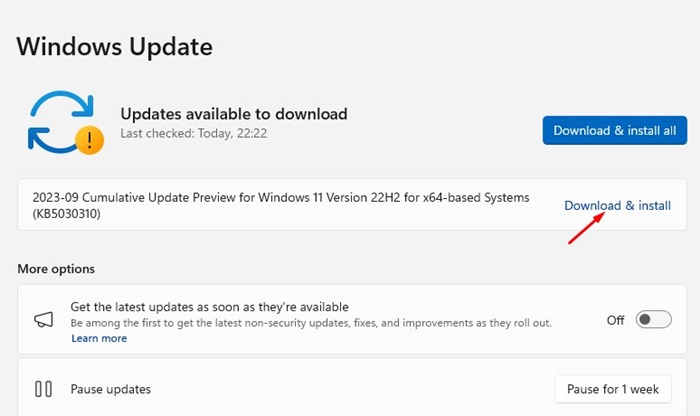 Windows 11 versão 22H2 (KB5030310)