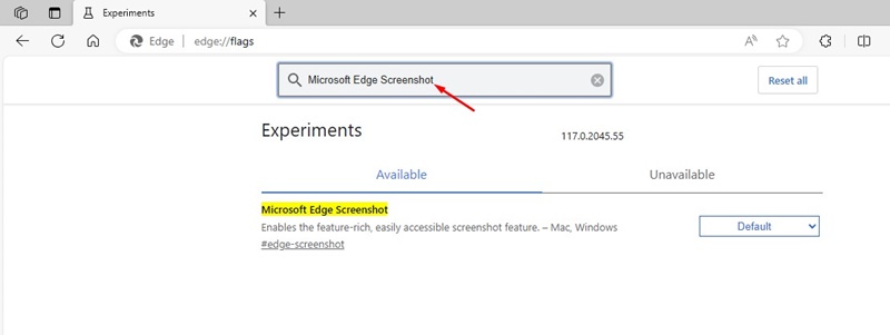 Captura de tela do Microsoft Edge