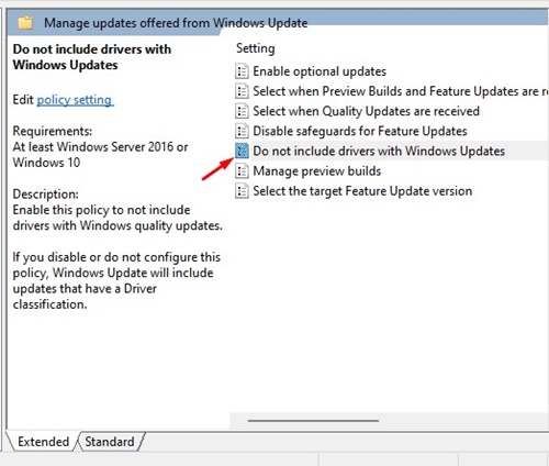 Non includere i driver con gli aggiornamenti di Windows