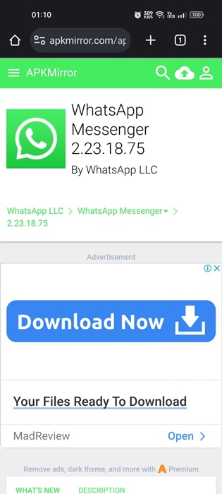 Gunakan WhatsApp Versi Lama