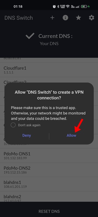 adguard dns setup android