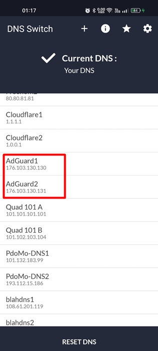 dns.adguard.com no celular