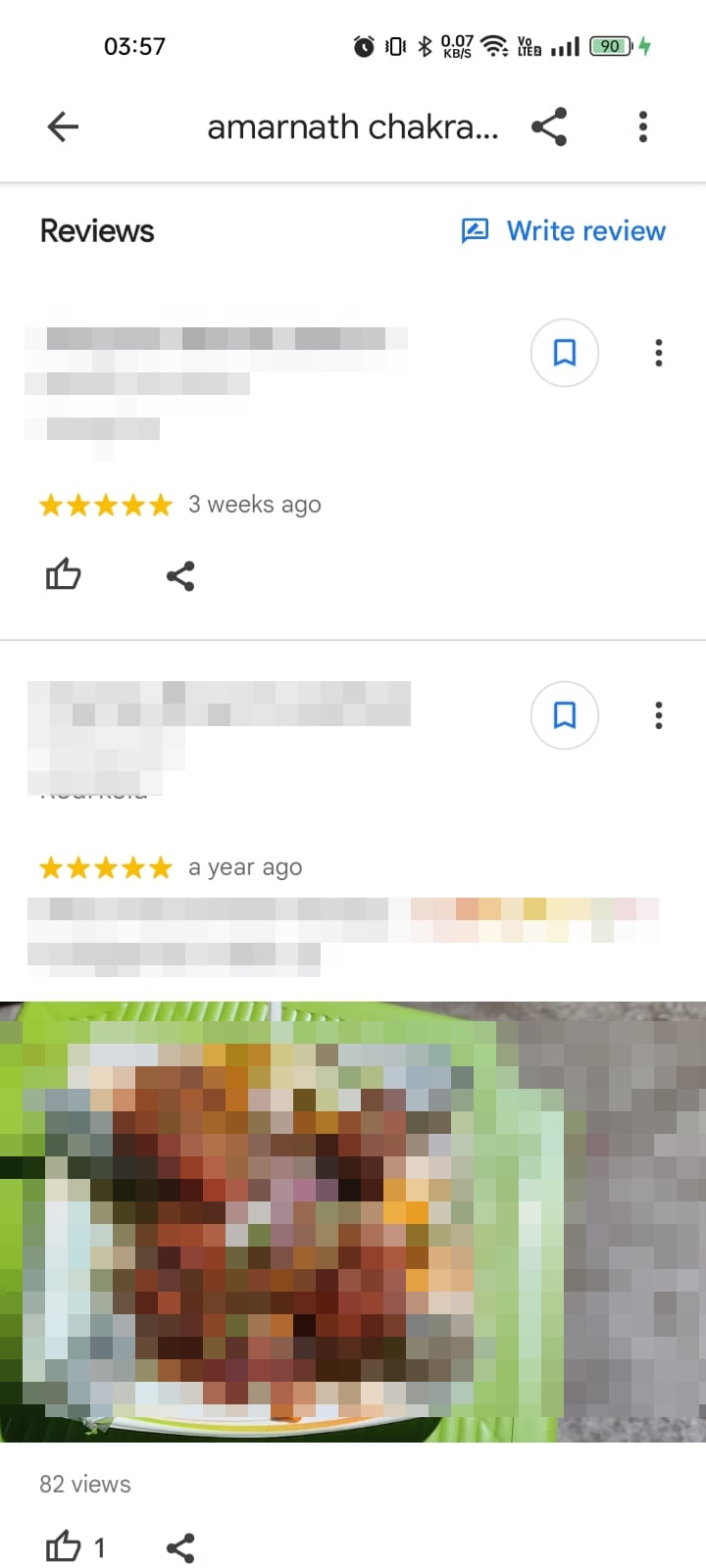 past Google Reviews