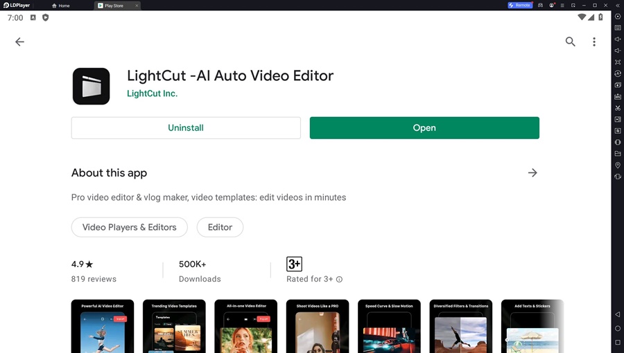 Lightcut video editor on your PC