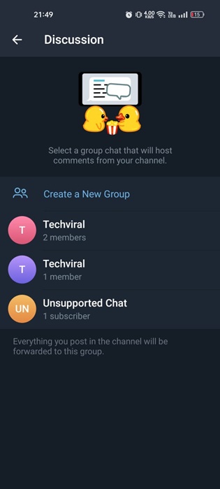 select an existing group