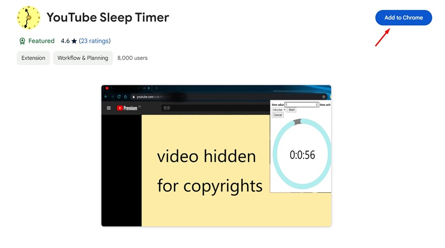 YouTube Sleep Timer extension
