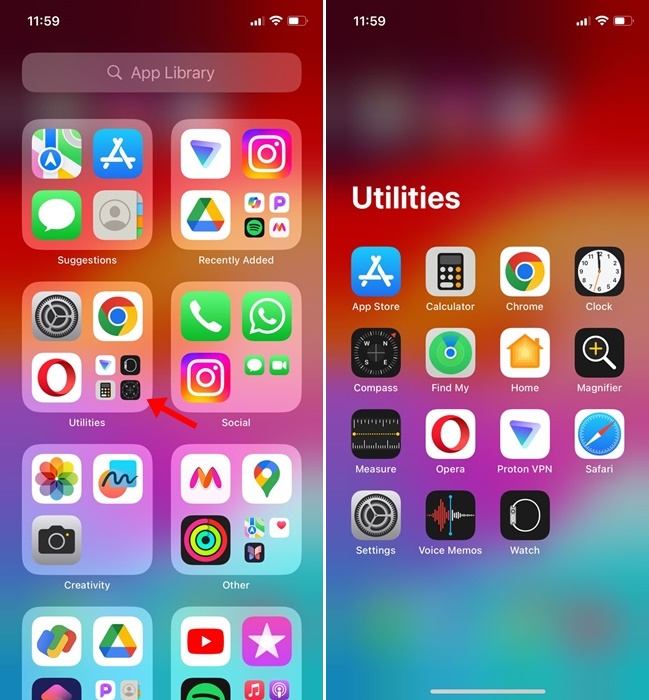 Open Apps from App Library on iPhone?