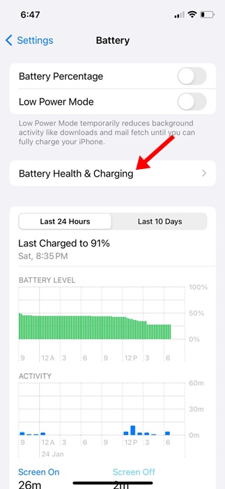 Battery Health & Charging.