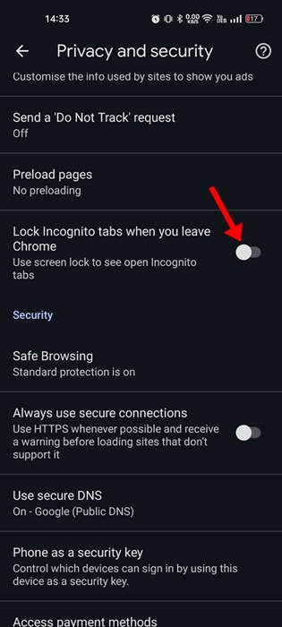 Lock incognito tabs when you leave the Chrome
