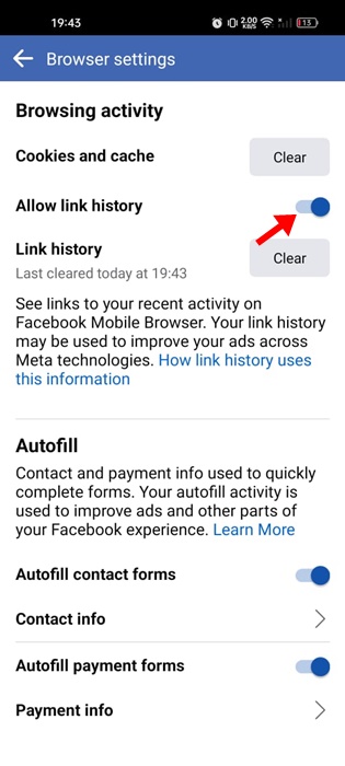Allow link history