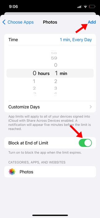 Block at End of Limit