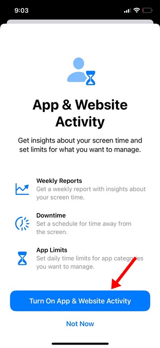 Turn on App & Website Activity