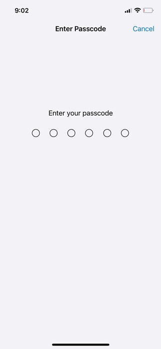 enter your iPhone's passcode