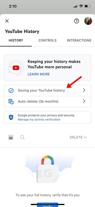 Salvando seu histórico do YouTube