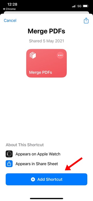 Merge PDF shortcut