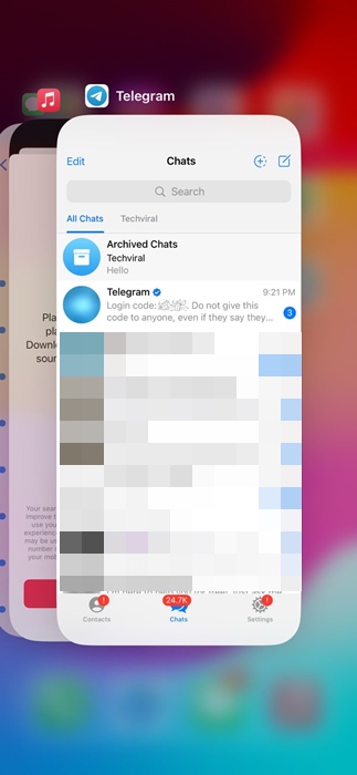 Luncurkan kembali Aplikasi Telegram di iPhone