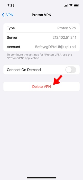 VPN'yi sil