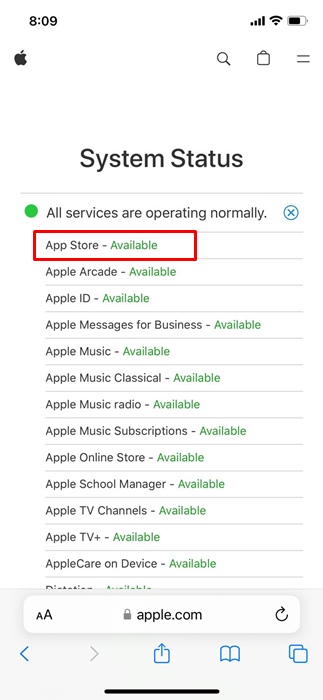 Periksa Status Server Apple