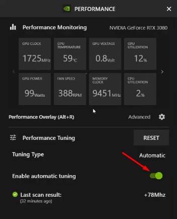 Disabilitare la sintonizzazione automatica in GeForce Overlay