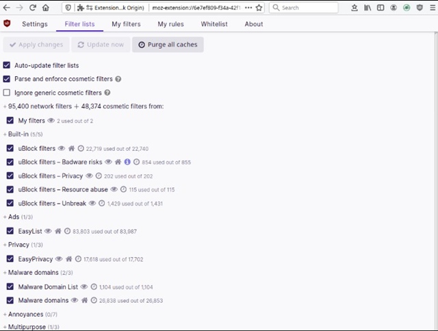 Firefox with uBlock Origin