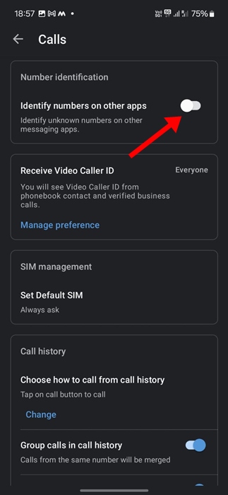 Identify calls on other apps TrueCaller