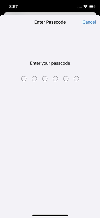 enter your device passcode