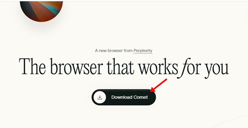 Comet Browser AI interface layout