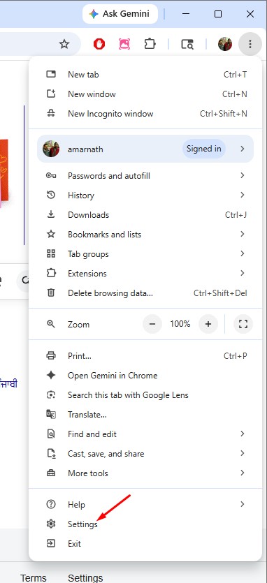 three dots (Chrome Menu)