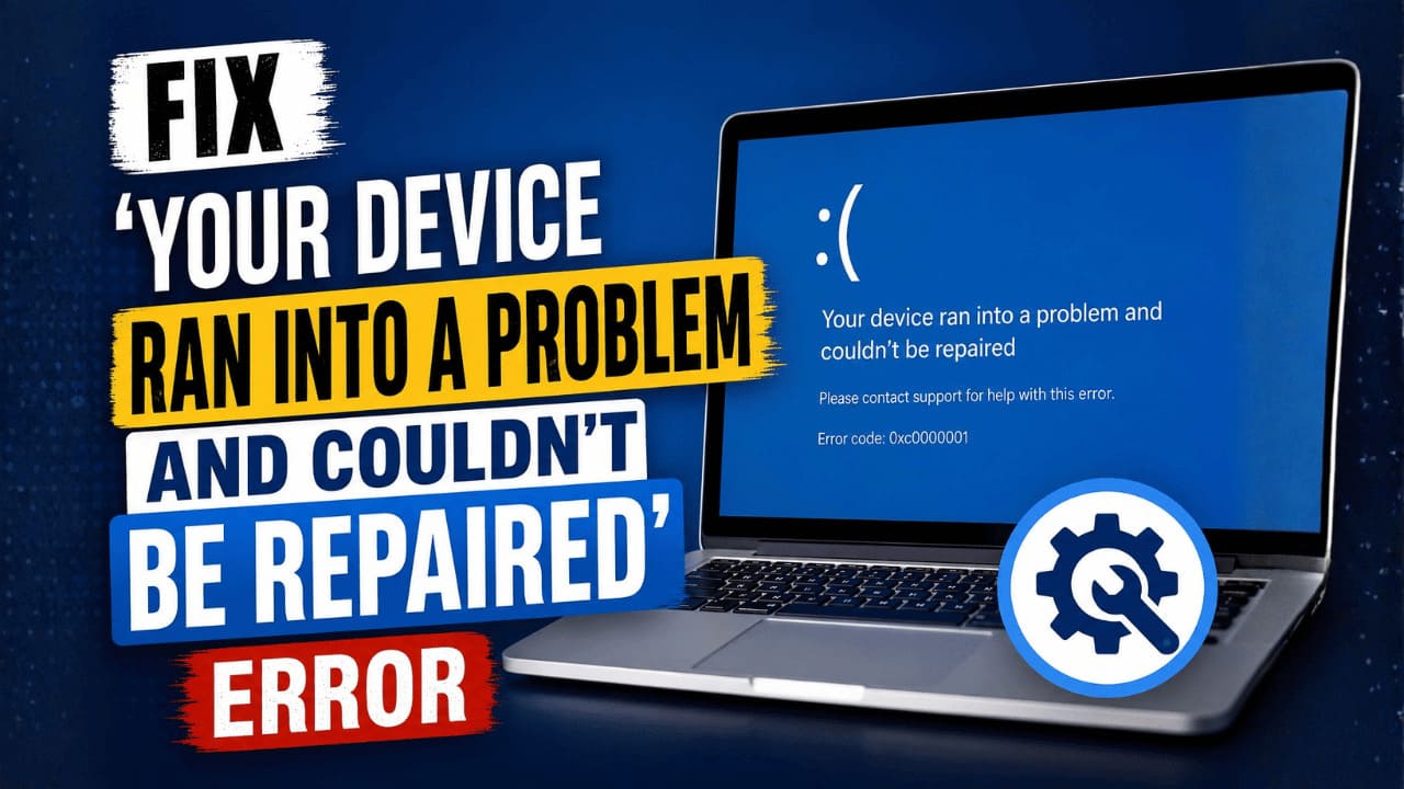 Image for article Fix Your device ran into a problem and couldnt be repaired Error