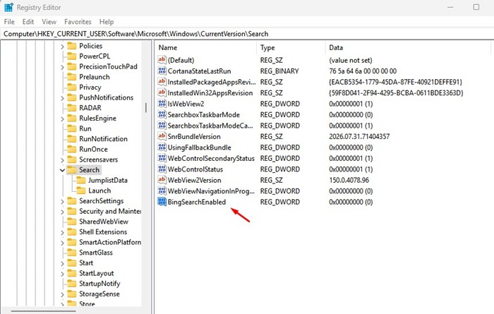 Windows 11 Search Turns Completely White? Try these fixes 41 BingSearchEnabled