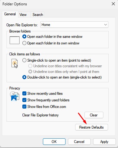 Restore Defaults