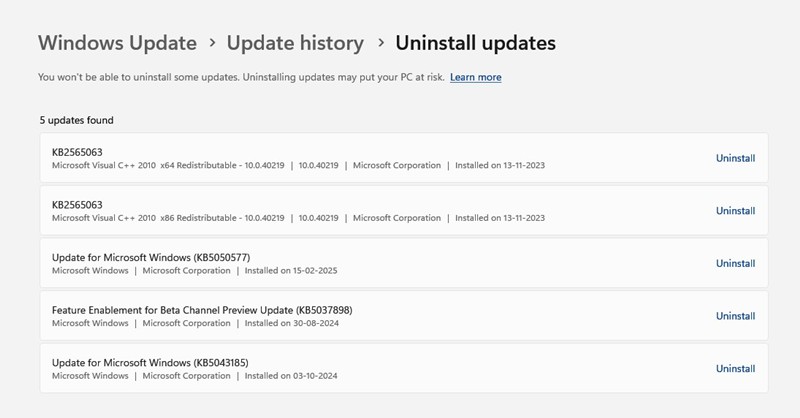 Windows 11 Search Turns Completely White? Try these fixes 43 Uninstall the Recent Updates